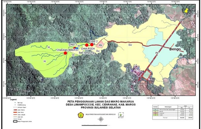Gambar 1.   Peta Penggunaan Lahan DAS Mikro Makarua Desa Limampoccoe, Kecamatan Cenrana, Kabupaten  Maros, Sulawesi Selatan 