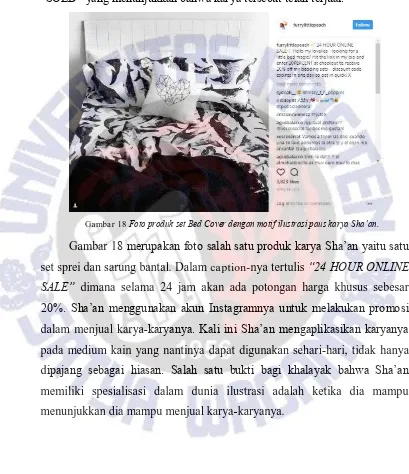 Gambar 18  Foto produk set Bed Cover dengan motif ilustrasi paus karya Sha’an. 
