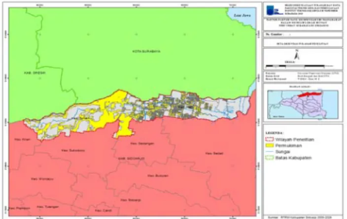 Gambar 1. Peta Orientasi Wilayah Studi (Sumber: RTRW  Kab.Sidoarjo 2009-2029 
