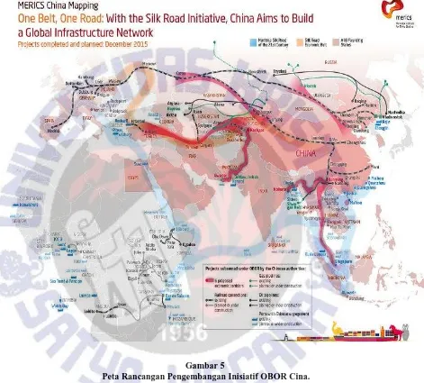 Gambar 5   Peta Rancangan Pengembangan Inisiatif OBOR Cina.  