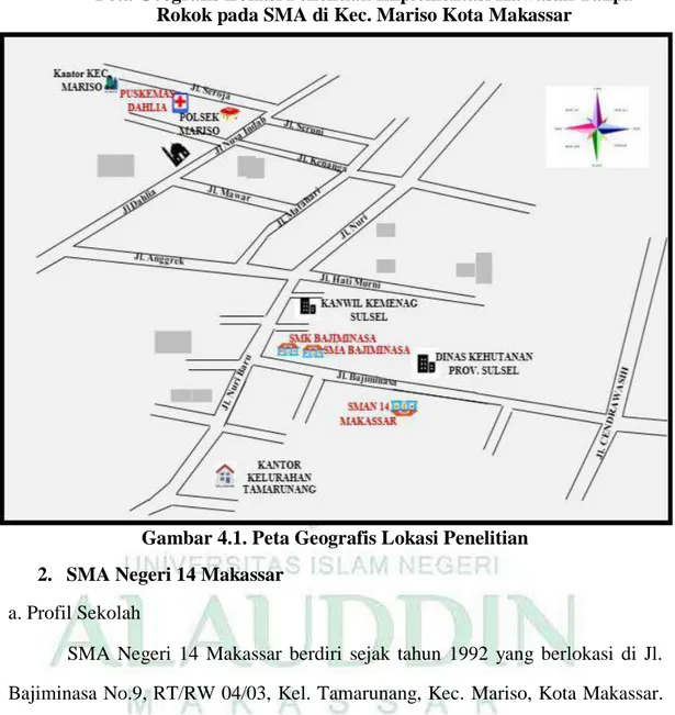 Gambar 4.1. Peta Geografis Lokasi Penelitian  2. SMA Negeri 14 Makassar 