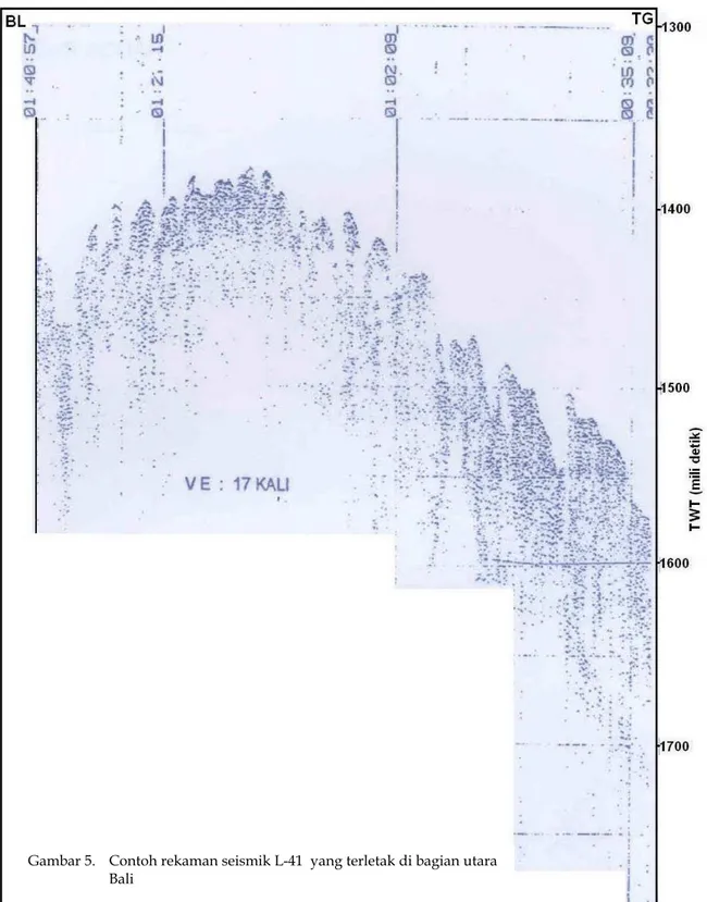 Gambar 5. Contoh rekaman seismik L-41  yang terletak di bagian utara  Bali