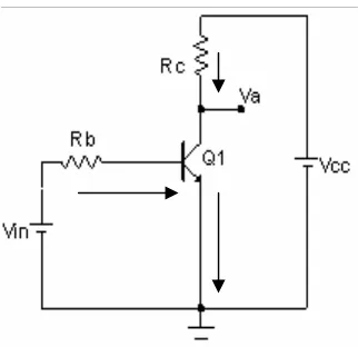 Gambar 2. 3.  Rangkaian transistor sebagai saklar 