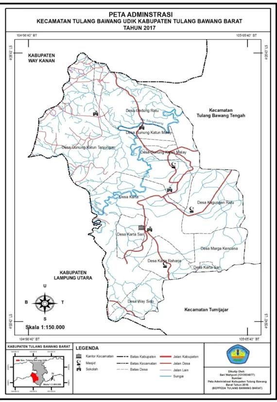 Gambar 1. Peta Administrasi Kecamatan Tulang Bawang Udik Tahun 2017 