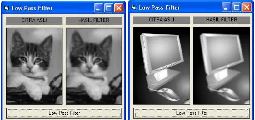 Gambar 6.5 Hasil LPF untuk gambar kucing dan komputer 