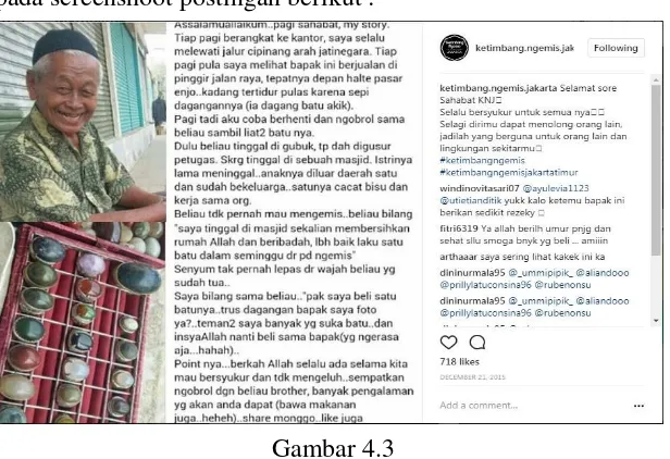 Postingan informasi sosok mulia padaGambar 4.3  instagram 
