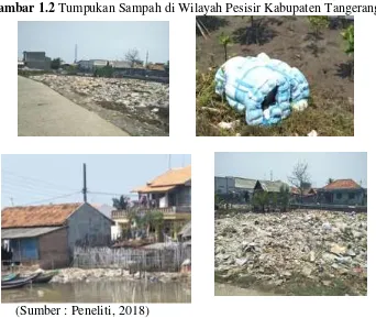 Gambar 1.2 Tumpukan Sampah di Wilayah Pesisir Kabupaten Tangerang 