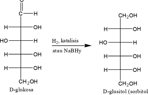 Gambar 14.13  Oksidasi aldosa dengan asam nitrat  menjadi D�glukorat (suatu aldarat).  