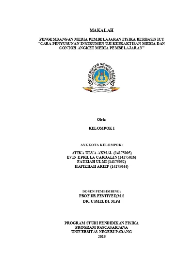 Makalah Pengembangan Media Pembelajaran Fisika Berbasis Ict “cara Penyusunan Instrumen Uji 8004