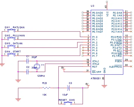 Gambar 3.3 Letak tombol pada mikrokontroler. 