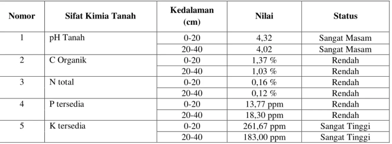 Tabel 2.   Keadaan Sifat Kimia Tanah (pH, Corganik, N Total, P Tersedia, dan K Tersedia) Setelah  Perlakuan (Keadaan Akhir) 