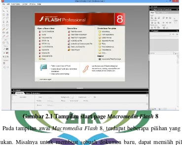 Gambar 2.1 Tampilan start page Macromedia Flash 8   