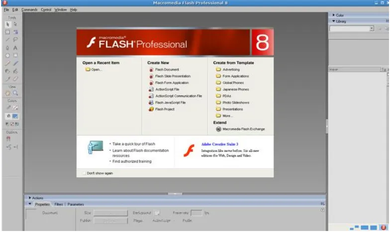 Gambar 2.1 Tampilan awal macromedia flash 8 