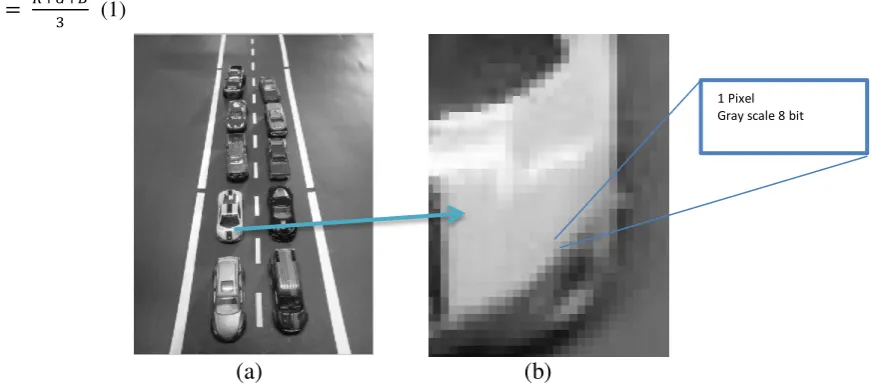 Gambar 4.1 (a) Objek dengan skala kebuan (gray Scale).                                                         (b) Objek dilihat secara detail 