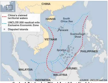 Gambar 1. Peta Sengketa Wilayah Laut di Laut Cina Selatan 