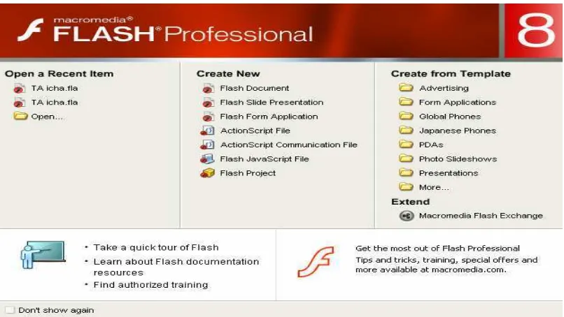 Gambar 2.2. Halaman Start Macromedia Flash 8 