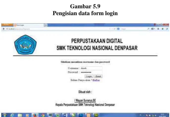 Gambar 5.8 Pengisian data form pendaftaran secara online 