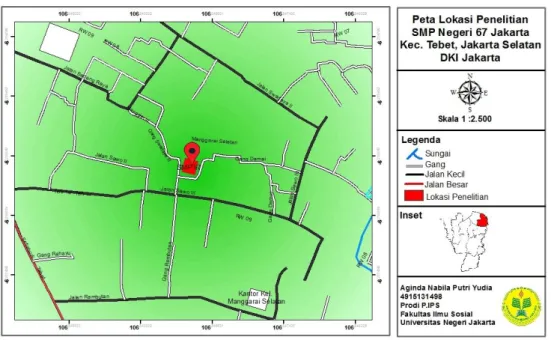 Gambar 1.1 Peta Lokasi Penelitian SMP Negeri 67 Jakarta 