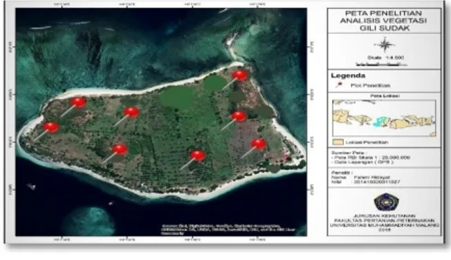 Gambar  4.   Peta  Lokasi  Gili  Sudak  (Penelitian  Fahmi Hidayat, 2018) 