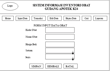 Gambar 3.14. Rancangan form input data obat 