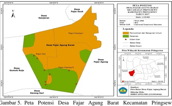 Gambar 5.  Peta  Potensi  Desa  Fajar  Agung  Barat  Kecamatan  Pringsewu  Kabupaten Pringsewu Tahun 2017 