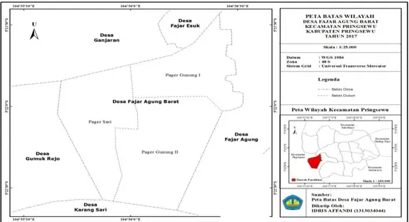 Gambar 3.  Peta  Batas  Wilayah  Desa  Fajar  Agung  Barat  Kecamatan  Pringsewu  Kabupaten Pringsewu Tahun 2017 
