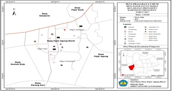 Gambar 4.  Peta  Prasarana  Umum  Desa  Fajar  Agung  Barat  Kecamatan  Pringsewu Kabupaten Pringsewu Tahun 2017 