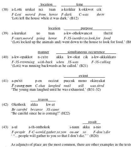 Table 1 is a summary for this section for translators and consultants. Listed in the left column are discourse grammatical aspects that translators may find themselves needing to 