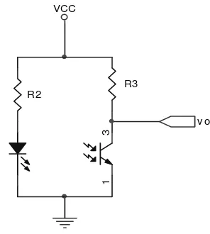 Gambar 3.8. Rangkaian sensor putaran motor menggunakan optocoupler. 