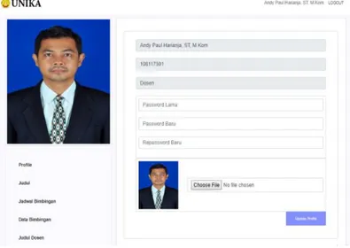 Gambar 6. Menu profile admin  5.  Menu profile mahasiswa 