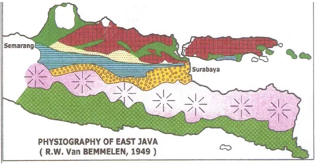 Gambar 2. Fisiografis Jawa Timur, Ranu­ranu berada  