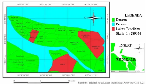 Gambar 1. Lokasi pengambilan sampel aksesi cempedak dan nangka di Pulau Bengkalis dan Pulau Padang Provinsi Riau