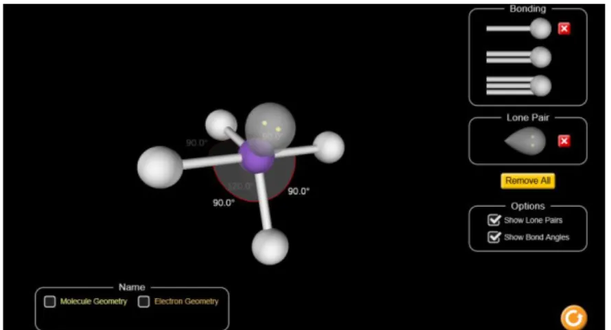 Gambar  20  menunjukkan  domain-domain  elektron  sehingga  menggambarkan  bentuk  molekul  suatu  senyawa