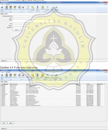 Gambar 4.7 Form input data karyawan 