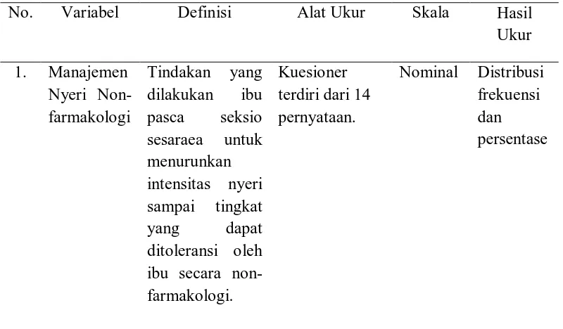 Tabel 3.1 Defenisi Operasional 