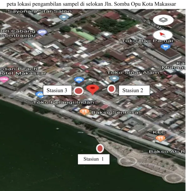 Gambar 3.1 Letak Toko Emas Jl. Somba Opu  (sumber: google.com, google earth olah data tahun 2015) 