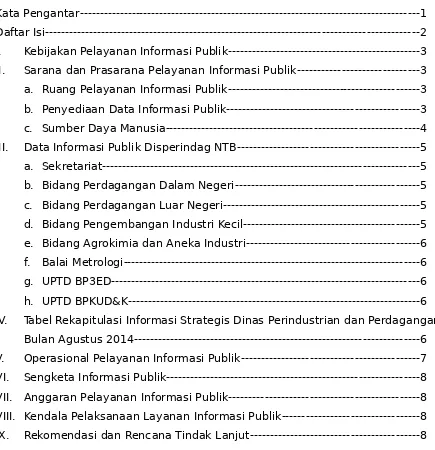 Tabel Rekapitulasi Informasi Strategis Dinas Perindustrian dan Perdagangan