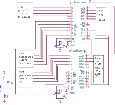 Gambar 3.2. Skema mikrokontroler beserta rangkaian kendali  lainnya 