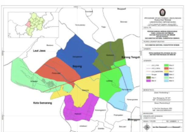 Gambar 2. Peta Daerah (Blok) Pelayanan  SPAM Kecamatan Sayung