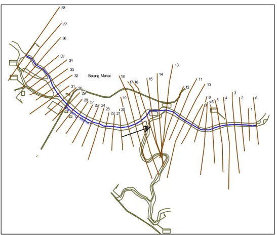 Gambar  2. Model Geometri HEC-RAS Sungai Batang Mahat  Koefisien Kekasaran Dinding 