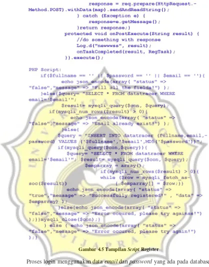 Gambar 4.5 Tampilan Script Register 