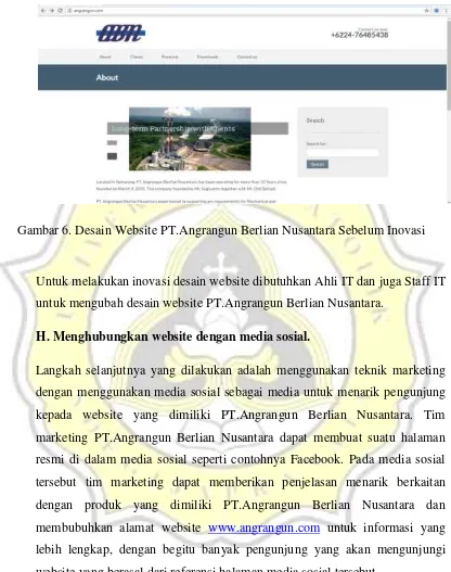 Gambar 6. Desain Website PT.Angrangun Berlian Nusantara Sebelum Inovasi 