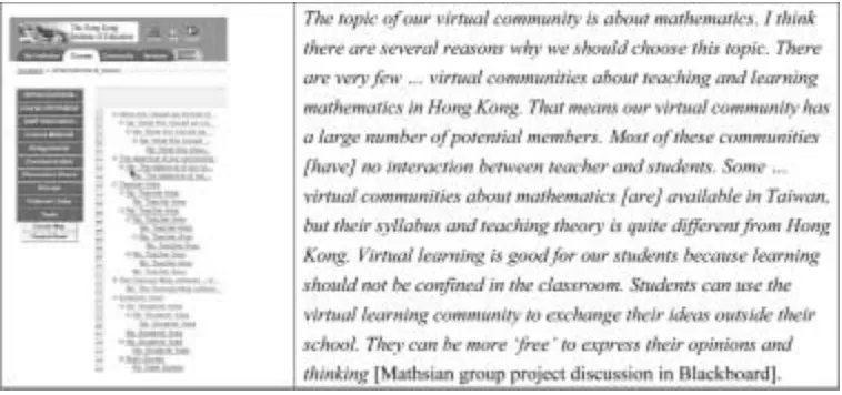 Figure 2.Discussion within the group area of the Blackboard LMS about virtual learning communities
