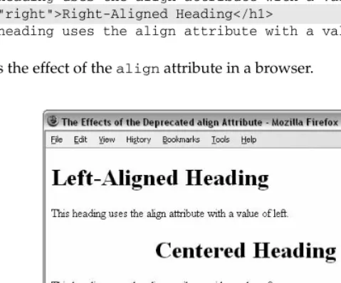 Figure 1-7 shows the effect of the align attribute in a browser.