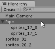Gambar 4.15  Membuat Game Object di dalam Pipe 