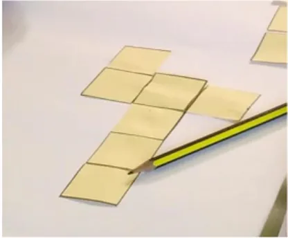 Gambar 2. Konstruksi jaring-jaring kubus dengan persegi sebanyak tujuh unit 