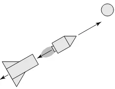 Figure 1-22A rocket ship gains momentum.