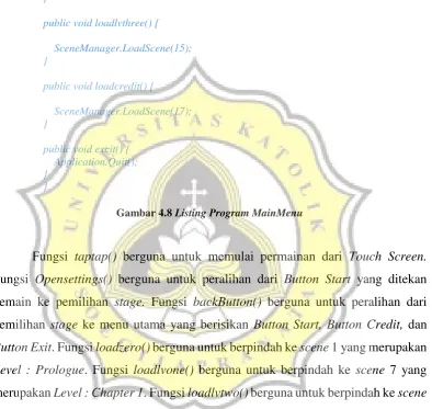 Gambar 4.8 Listing Program MainMenu 