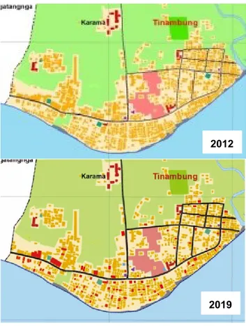 Gambar  4.  Perubahan  fungsi  penggunaan  lahan  antara tahun 2012 – 2019 (sumber: analisis, 2019) 