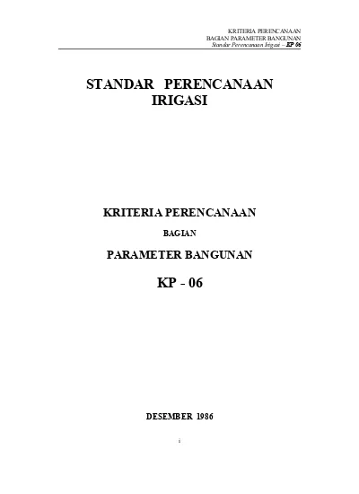 KRITERIA PERENCANAAN BAGIAN PARAMETER BANGUNAN Standar Perencanaan ...